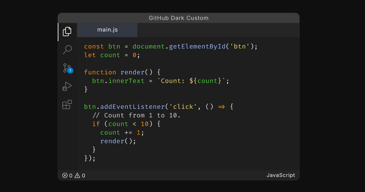 GitHub Dark Custom by Inna Sodri | VS Code Themes