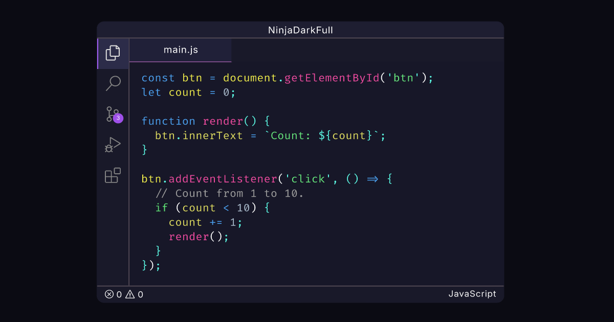 NinjaDark by Manikandan | VS Code Themes