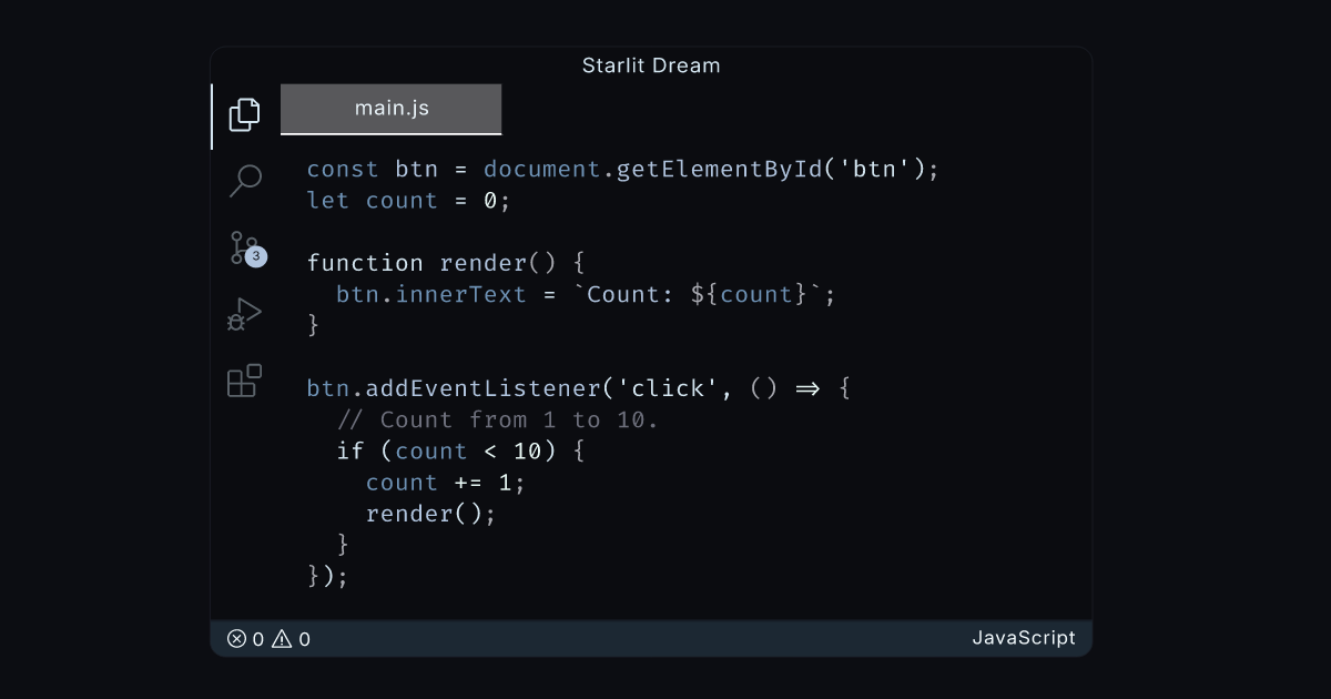 Starlit Dream by Maria Niranjan | VS Code Themes