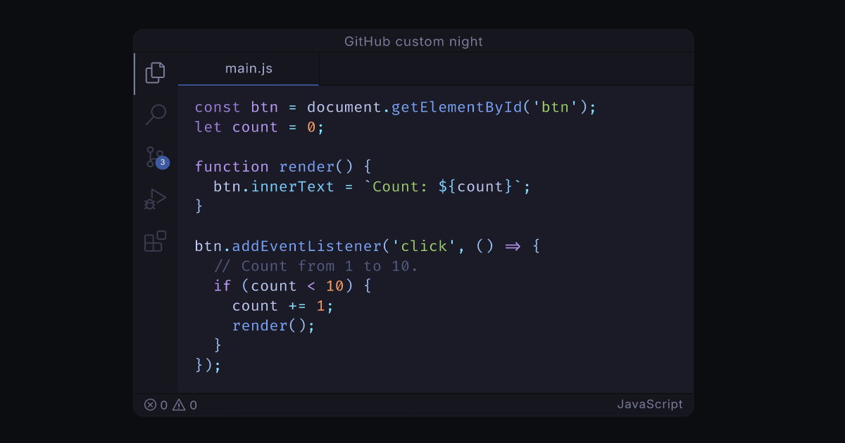 GitHub Custom Dark by Rivan Aji | VS Code Themes