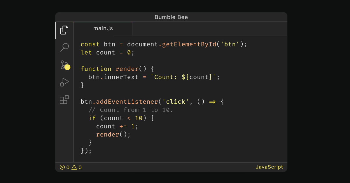 Bumble Bee by Adam Zerella | VS Code Themes