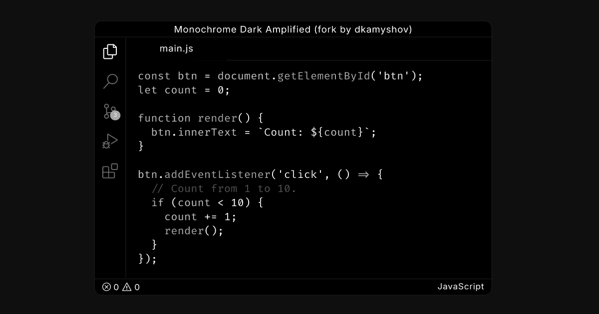 Monochrome fork By Dkamyshov By Dkamyshov VS Code Themes Monochrome fork by dkamyshov by dkamyshov vs code themes