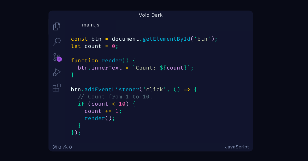 Void Dark by supahkenneh | VS Code Themes